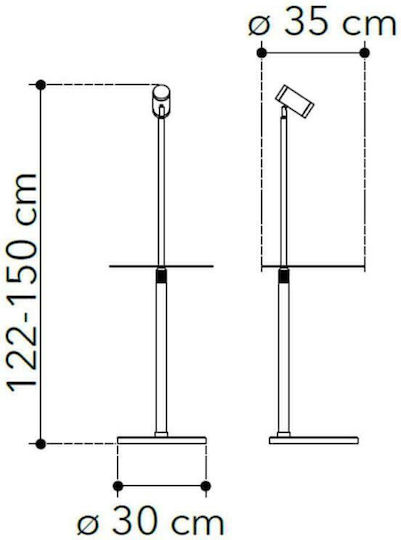 Fan Europe Relax Lampa de podea Î150xL35cm. cu Soclu pentru Bec GU10 Alb