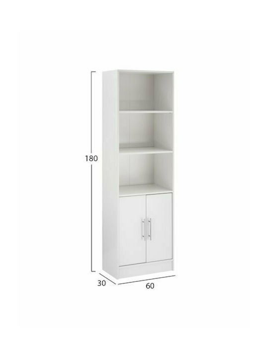 Βιβλιοθήκη Ensley Λευκή 60x30x180εκ.