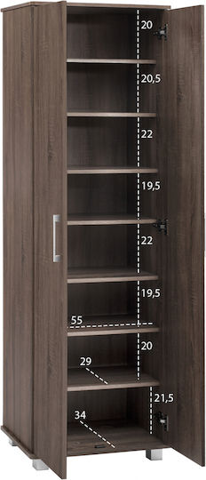 Suport pentru pantofi Cluse cu 8 Rafturi Nuci L60xW37xH187cm