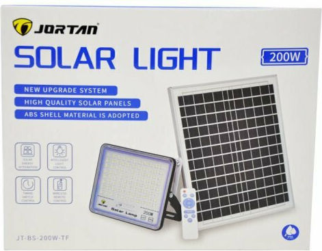 Waterproof Solar LED Floodlight 200W Cold White 5000K with Remote Control IP66