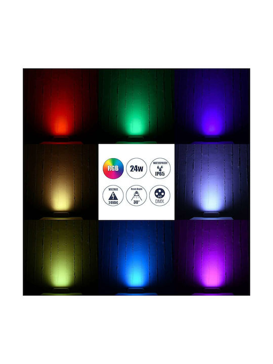 GloboStar Flood-Hena Външна Стояща Лампа LED Стенна Пералня 24W RGB IP65 Сребрист