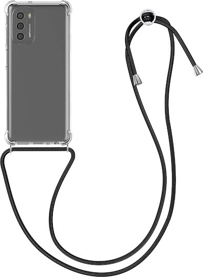 KWmobile Crossbody Back Cover Silicone with Strap Transparent / Black (Motorola Moto G51 5G)