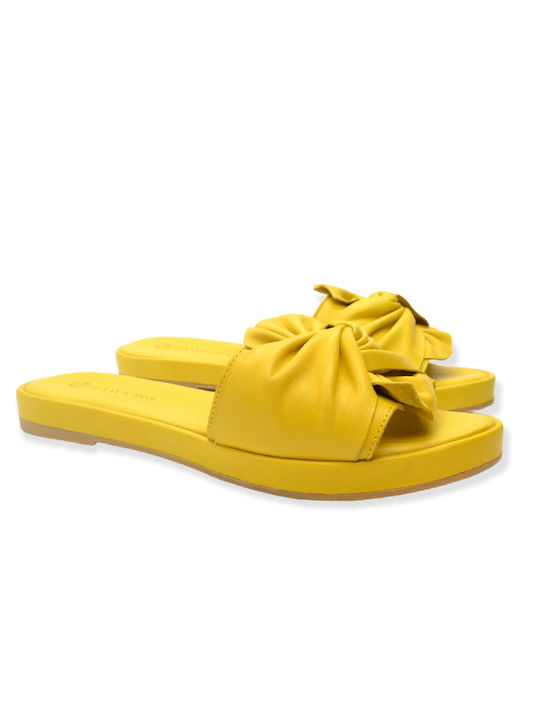 Hawkins Premium Leather Women's Flat Sandals in Yellow Color