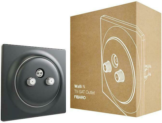 Fibaro Walli Контакт за телевизионна антена и сателит в Черен цвят FGWTFEU-021-8