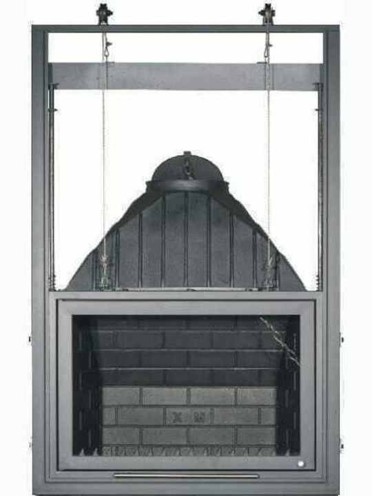 CHytiria Misailidi Τ-80 Flat Kamin Innenbereich mit Tür Gusseisen Gray 86x48x140cm