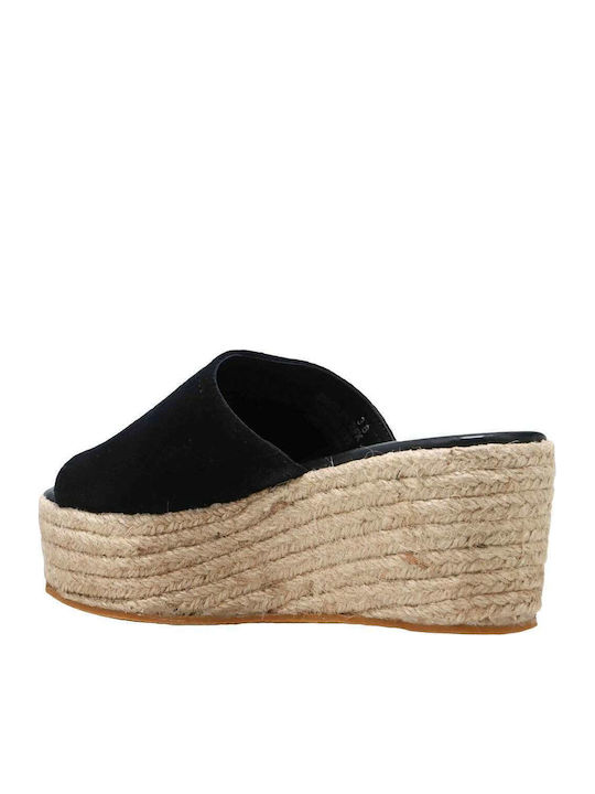 Ereiley Women's Suede Platform Espadrilles Black
