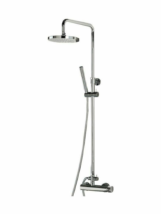 Armando Vicario Industrial Adjustable Shower Column with Bathtub Mixer 83-144cm Silver