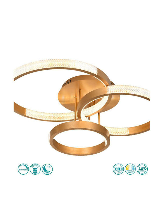 Sun Light Πλαφονιέρα Οροφής 60εκ. Χρυσή με Ενσωματωμένο LED και Τηλεχειριστήριο