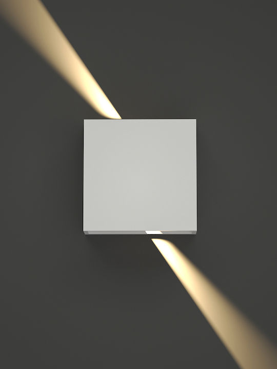 Inlight Yellowstone Επιτοίχια Εξωτερική Πλαφονιέρα LED IP65 4W με Θερμό Λευκό Φως Διπλής Δέσμης 12x12x12εκ.