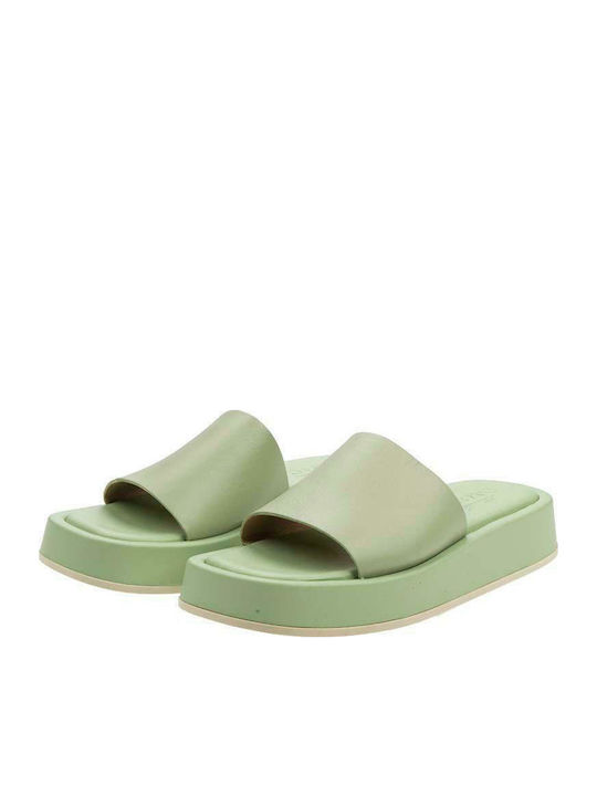 Leather Women's Flat Sandals Mint