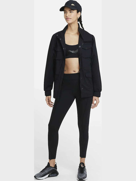 Sportswear Γυναικείο Αθλητικό Μπουφάν Αδιάβροχο και Αντιανεμικό Μαύρο