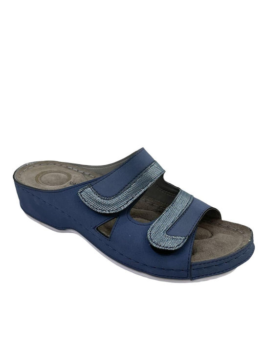 Naturelle Damen Flache Sandalen Anatomisch in Marineblau Farbe