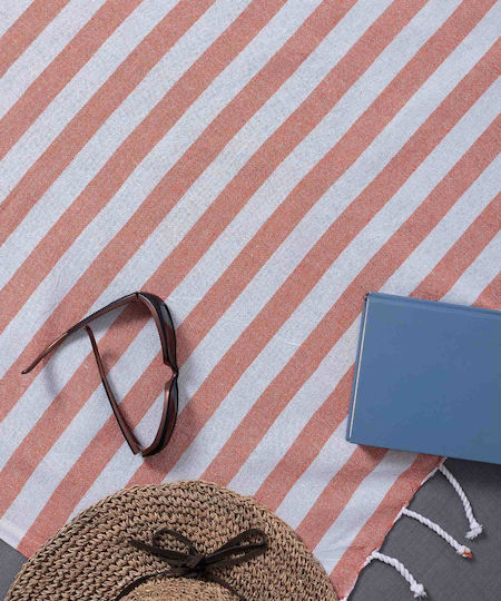 Silk Fashion Silk Fashion Strandtuch Baumwolle Orange mit Fransen 180x90cm
