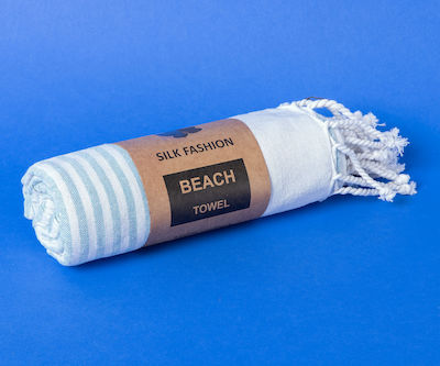 Silk Fashion Pestemal SF1753 Beach Towel Cotton Ciel with Fringes 180x90cm.