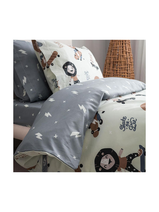 Vesta Home Sheet Set Single Cotton Lion Gray 170x260cm 3pcs