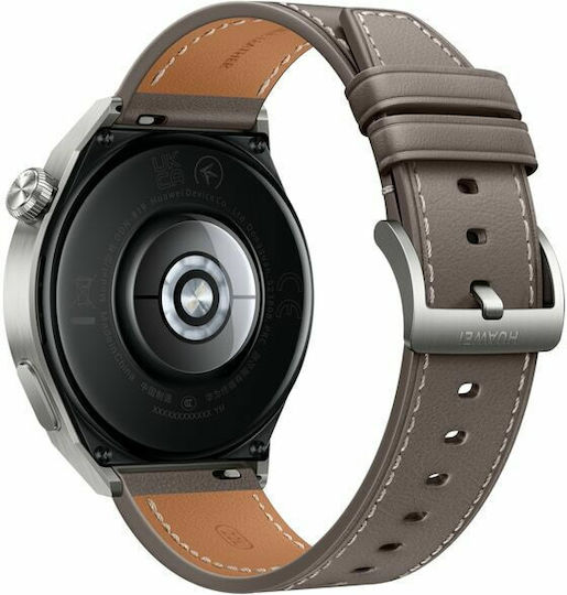 Huawei Watch GT 3 Pro Titanium 46mm Waterproof with Heart Rate Monitor (Gray Leather)