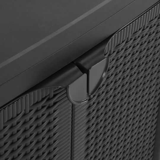Double-leaf Polypropylene Outdoor Storage Cabinet with 2 Shelves Black 65x45x88 cm