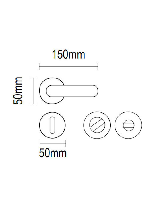 Viometale Lever Front Door with Rosette Left 06.1030 with Rosette Brass