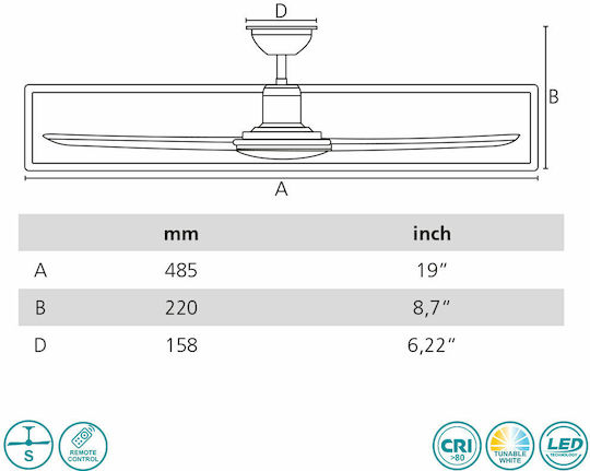 Eglo Ortona Πλαφονιέρα 48.5cm με Φως Λευκή