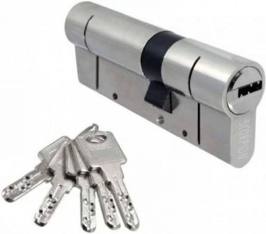 Scorpion Κύλινδρος Κλειδαριάς Ασφαλείας 101mm (31-70) με 1 Κλειδιά Ασημί