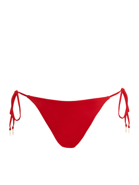 Bikini Slip με Κορδονάκια Κόκκινο