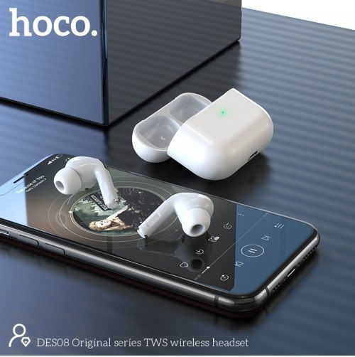 Hoco DES08 In-ear Bluetooth Handsfree Earphones with Charging Case White