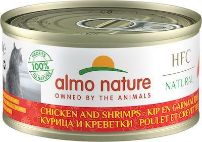 Almo Nature HFC Nasses Katzenfutter für Katze in Dose mit Shrimps und Huhn 70gr