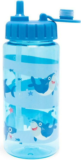Total Gift Kinderflasche Kunststoff mit Strohhalm Blau 400ml