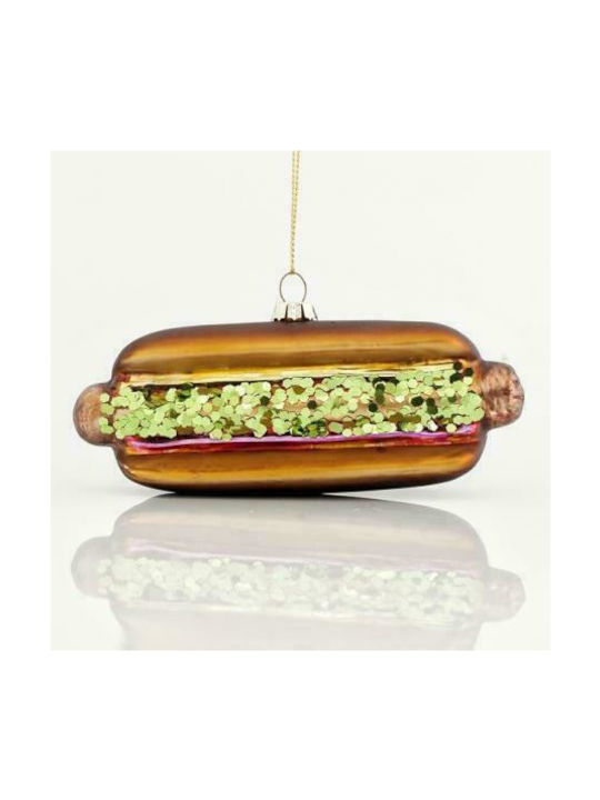 Στολίδι Hot Dog Γυάλινο Πολύχρωμο 6x3.5cm