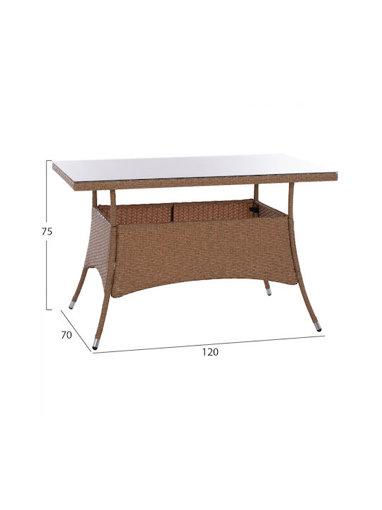 Military Outdoor Dinner Free Standing Metal Table Beige 120x70x75cm