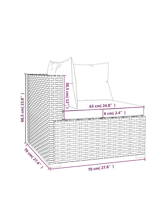 Baumsessel-Sofa Außenbereich mit Kissen 70x70x60.5cm