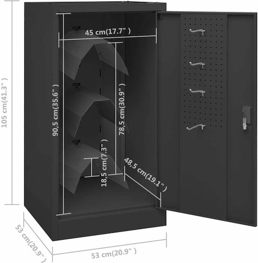 Single Door Wardrobe Metallic with 1 Shelf 53x53x105cm