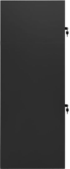 Double Door Wardrobe Metallic with Divider & 2 Shelves Charcoal 53x53x140cm
