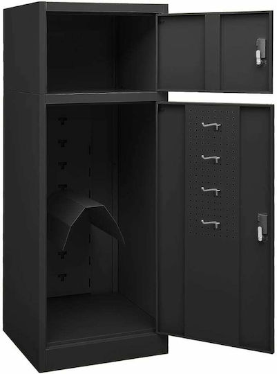 Double Door Wardrobe Metallic with Divider & 2 Shelves Charcoal 53x53x140cm