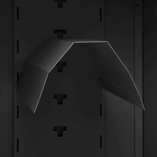 Double Door Wardrobe Metallic with Divider & 2 Shelves Charcoal 53x53x140cm
