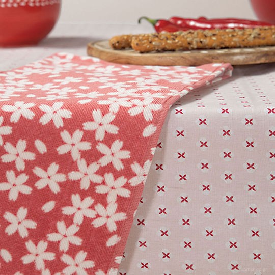 Nef-Nef Homeware Τραπεζομάντηλο Βαμβακερό Αλέκιαστο Tradition Pink 140x240εκ.