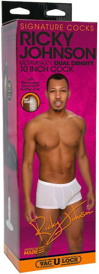 Doc Johnson Signature Cocks Ricky Johnson with Removable Vac-U-Lock Ρεαλιστικό Dildo με Όρχεις και Βεντούζα Καφέ 25cm