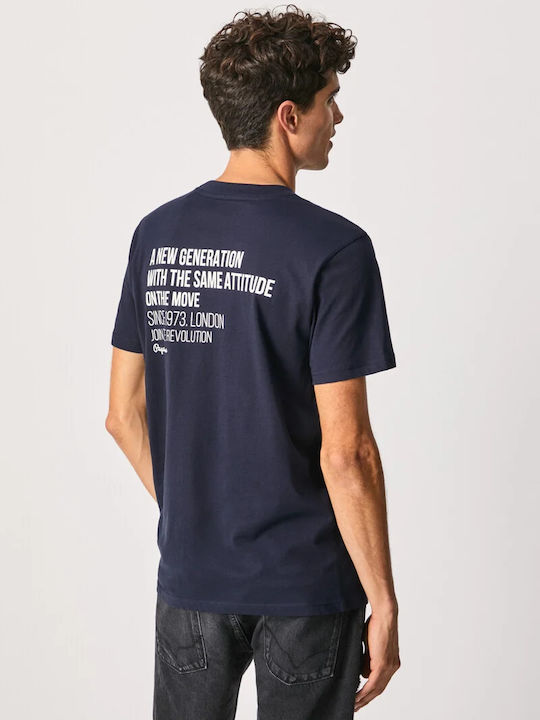 Pepe Jeans Ανδρικό T-shirt Airforce Blue με Στάμπα