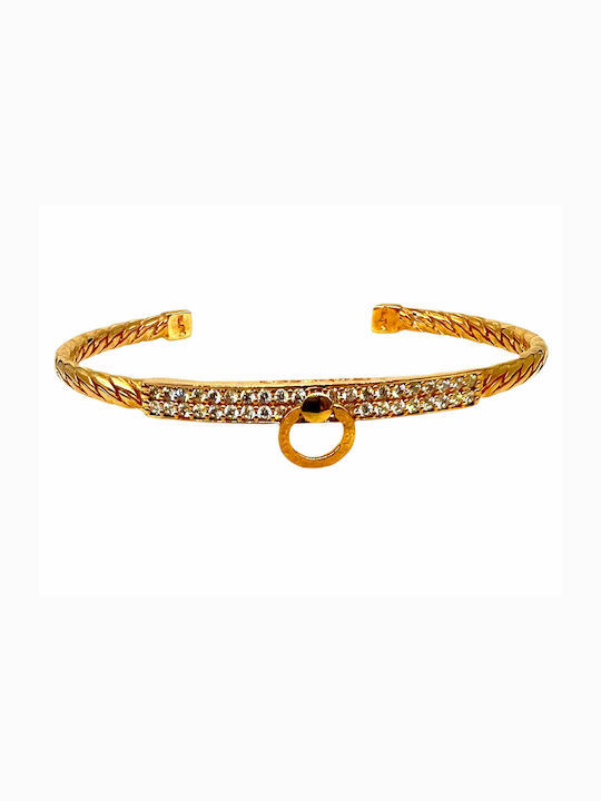 Rebecca Bracelet Handcuffs made of Steel Gold Plated with Zircon