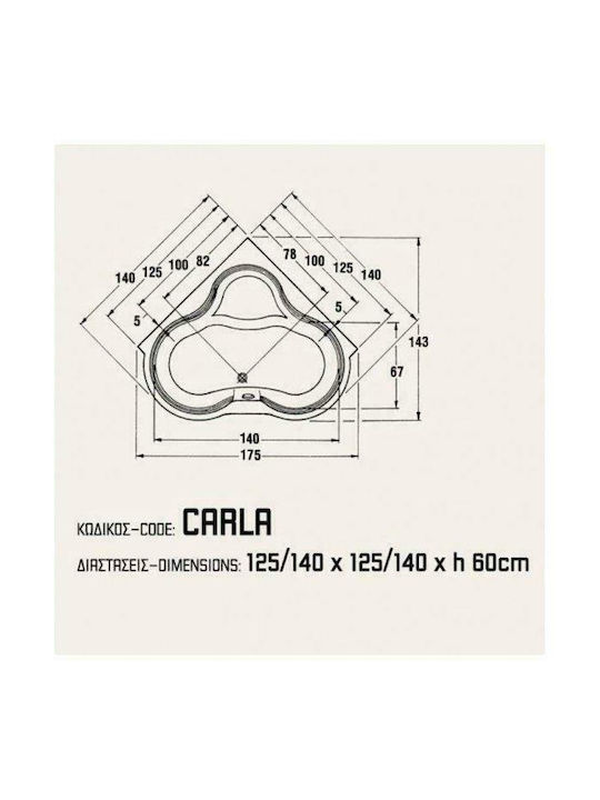 Sanitec Carla Гърба на ваната Акрил 140x140см