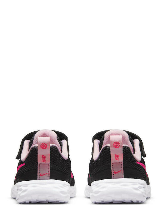 Revolution 6 Încălțăminte Sport Copii Alergare cu Închidere Hoop & Loop Negru / Hyper Pink / Pink Foam