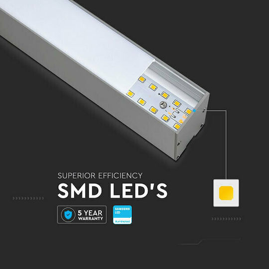 V-TAC LED Комерсиално Линейно Осветление Светило Таван 40W Неутрално бяло IP20 Ш120xД3.5xВ6.7см.