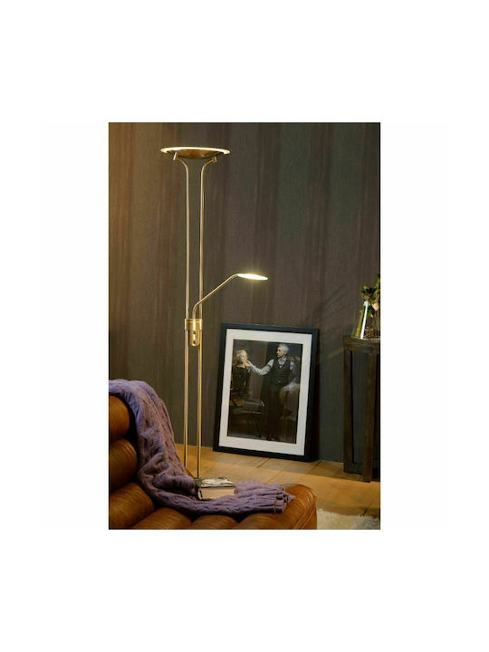 Lucide Lightning LED Floor Lamp H180xW25.4cm. with Warm White Light Silver