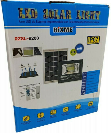 Rixme Waterproof Solar LED Floodlight 40W with Motion Sensor and Remote Control IP67