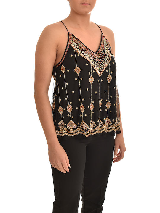 Nekane Beaded Sleeveless Top-Black (SH.THALIA)