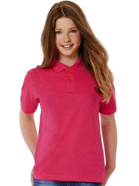 B&C Kids Polo Short Sleeve Fuchsia PK486 PK486-310