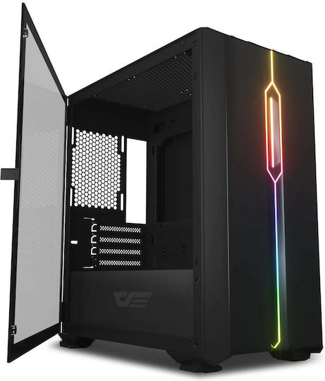 Darkflash DLM23 Gaming Middle Tower Carcasă PC cu Deschidere Laterală și Sistem Iluminare RGB Negru
