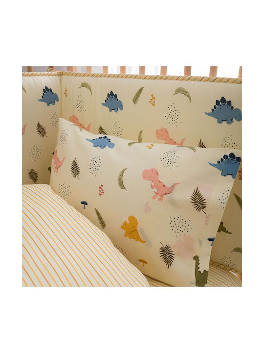 Vesta Home Σετ Βρεφικά Σεντόνια Κούνιας Βαμβακερά Jurassic Μπεζ 120x165εκ. 3τμχ
