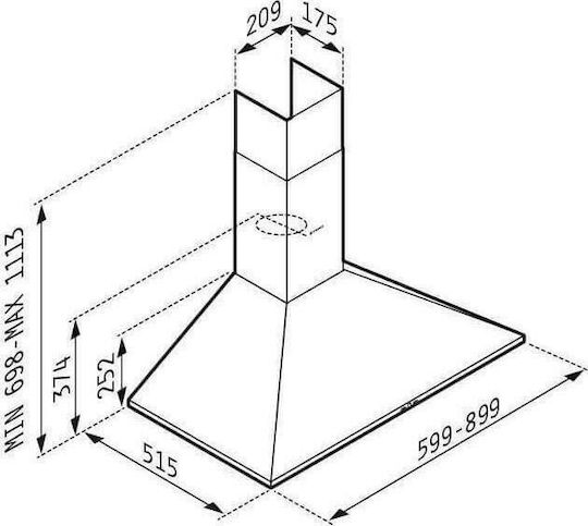 Pyramis Plus Απορροφητήρας Καμινάδα 60cm Inox