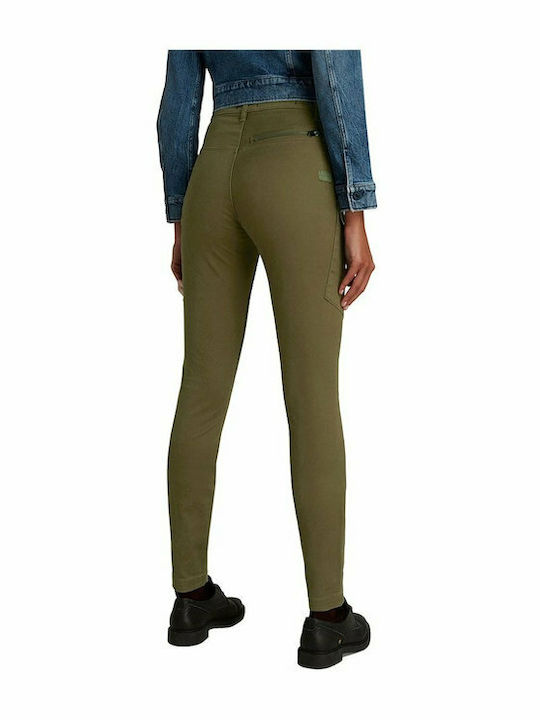 G-Star Raw Women's High-waisted Cotton Cargo Trousers in Skinny Fit Khaki